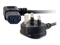 C2G Universal Power Cord - Strømkabel - BS 1363 (han) til power IEC 60320 C13 - 2 m - 90° stikforbindelse, formet - sort 88520