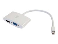 C2G 20cm Mini DisplayPort to HDMI or VGA Adapter Converter 4K UHD - White - Videoadapter - Mini DisplayPort han til HDMI, 15 pin D-Sub (DB-15) hun - 20.3 cm - afskærmet - hvid - 4K support 80936