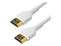 StarTech.com 1m Premium Certified HDMI 2.0 Cable with Ethernet, Durable High Speed UHD 4K 60Hz HDR 10, 3ft Rugged M/M HDMI Cord with Aramid Fiber, TPE, Ultra HD Monitors, TVs & Displays - Heavy duty HDMI cable - Premium High Speed - HDMI-kabel med Ethernet - HDMI han til HDMI han - 1 m - hvid - for P/N: TB3DKM2HDL RHDMM1MPW