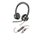 Poly Blackwire 8225 - Blackwire 8200 series - headset - på øret - kablet - aktiv støjfjerning - USB-C - sort - Zoom Certified, UC-certificeret 8X223AA