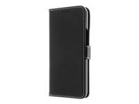 Insmat Exclusive - Flipomslag til mobiltelefon - ægte læder, pap+papir, polykarbonat, bomuldssyninger, polyurethan - sort - for Google Pixel 8 Pro 650-3251