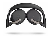 Jabra Evolve2 65 Flex MS Stereo - Headset - på øret - Bluetooth - trådløs - aktiv støjfjerning - USB-C - sort - med trådløs opladningsblok - Certified for Microsoft Teams 26699-999-889