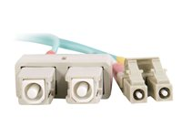 C2G LC-SC 10Gb 50/125 OM3 Duplex Multimode PVC Fiber Optic Cable (LSZH) - Netværkskabel - SC multimodus (han) til LC multimodus (han) - 3 m - 3 m. - fiberoptik - duplex - 50 / 125 my - OM3 - halogenfri - akvamarin 85533