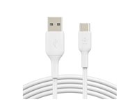 Belkin BoostCharge - USB-kabel - 24 pin USB-C (han) til USB (han) - USB 2.0 - 1 m - hvid (pakke med 2) CAB001BT1MWH2PK