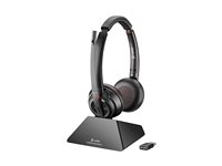 HP Poly Savi 8220 - Savi 8200 series - headset - på øret - DECT / Bluetooth - trådløs - USB-A via Bluetooth adapter - sort - UC-certificeret, Certified for Microsoft Teams 8D3F5AA#ABB