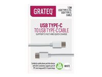GRATEQ - USB-kabel - 24 pin USB-C (han) til 24 pin USB-C (han) - 5 A - 1 m - hvid 85056QC