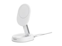 Belkin BoostCharge Pro - Trådløs opladningsstander - magnetisk, konverterbar, med Qi2 - 15 Watt - 3 A - Fast Charge - hvid WIA008BTWH