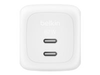 Belkin BoostCharge Pro - Strømforsyningsadapter - GaN - 67 Watt - Fast Charge, PD 3.1/PPS - 2 output-stikforbindelser (2 x USB-C) - hvid WCH020KQWH