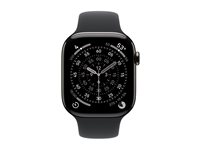 Apple Watch Series 11 (GPS + Cellular) - 46 mm - skifer titanium - smart ur med sportsbånd - fluoroelastomer - sort - båndstørrelse: M/L - 64 GB - LTE, Wi-Fi 4, UWB, Bluetooth - 5G - 43.1 g MFD24QN/A