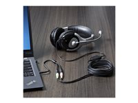 StarTech.com 4 Position to 2x 3 Position 3.5mm Headset Splitter Adapter - Splitter til hovedsæt - 4-pæl ministik han til ministik hun - 20 cm - sort - for P/N: DK30A2DH, DK30CHDDPPD, DK30CHDPPDUE, MST30C2HDPPD, USB3SMDOCK4K, USB3VDOCKD MUYHSMFF