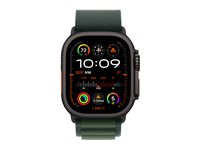 Apple Watch Ultra 2 - 49 mm - sort titanium - smart ur med Alpine Loop - tekstil - mørkegrøn - båndstørrelse: S - 64 GB - LTE, Wi-Fi 4, UWB, Bluetooth - 4G - 61.8 g MX4Q3DH/A