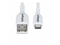 StarTech.com 3ft (1m) White USB-A to USB-C Charging Cable/Cord, M/M - USB-kabel - USB (han) til 24 pin USB-C (han) - USB 2.0 - 3 A - 1 m - opladning og synkronisering, halogenfri, passivt, USB Fast Charge (15W) - hvid USB2AC1MNCWHE