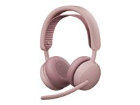 Logitech Zone Wireless 2 ES - Headset - på øret - Bluetooth - trådløs, kablet - aktiv støjfjerning - USB-C - rose - TeamSpeak Certified 981-001521