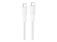 Belkin BoostCharge Eco - USB-kabel - USB-C (han) til USB-C (han) - USB 2.0 - DC 48 V - 5 A - 3 m - USB Power Delivery (240 W), flettet kabel - hvid CAB025HQ3MWH