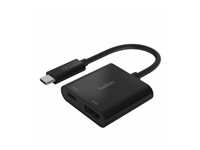 Belkin USB-C to HDMI + Charge Adapter - Videoadapter - USB-C han til HDMI, USB-C (kun strøm) hun - sort - 4K support, USB Power Delivery (60W) AVC002BTBK