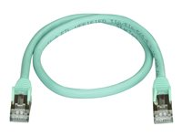 StarTech.com 50cm CAT6A Ethernet Cable, 10 Gigabit Shielded Snagless RJ45 100W PoE Patch Cord, CAT 6A 10GbE STP Network Cable w/Strain Relief, Aqua, Fluke Tested/UL Certified Wiring/TIA - Category 6A - 26AWG (6ASPAT50CMAQ) - Patchkabel - RJ-45 (han) til RJ-45 (han) - 50 cm - STP - CAT 6a - knastfri - akvamarin 6ASPAT50CMAQ