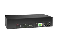 APC NetShelter - Automatisk transferkontakt (rackversion) - AC 120 V - 2880 VA - 1-faset - USB, Ethernet 10/100/1000 - input: strøm NEMA L5-30P 24 A - output-stikforbindelser: 16 (NEMA 5-20R 16 A) - 2U - 2.44 m ledning - sort AP4453A