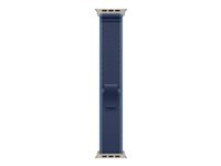Apple - Løkke for smart watch - 49 mm, naturlig titanfinish - M/L størrelse - blå/lyseblå - for Watch Hermès Series 9, SE 3, Series 10, Series 11, Series 8, Series 9, Ultra 2, Ultra 3 MFT74ZM/A