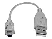 StarTech.com 6 in. USB to Mini USB Cable - USB 2.0 A to Mini B - Gray - Mini USB Cable (USB2HABM6IN) - USB-kabel - USB (han) til mini-USB type B (han) - USB 2.0 - 15 cm - grå - for P/N: USB2002EXT2, USBEXTAA10BK, USBEXTAA3BK, USBEXTAA6BK, USBPLATE4 USB2HABM6IN