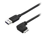 StarTech.com 0.5m 20in Slim Micro USB 3.0 Cable M/M - Right-Angle Micro-USB - USB 3.0 A to Micro B - Angled Micro USB 3.1 Gen 1 5Gbps (USB3AU50CMRS) - USB-kabel - Micro-USB Type B (han) til USB Type A (han) - USB 3.0 - 50 cm - formet, højrevinklet stikforbindelse - sort USB3AU50CMRS