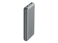 Belkin BoostCharge - Powerbank - 20000 mAh - 15 Watt - 3 A - 3 output-stikforbindelser (2 x USB, USB-C) - på kabel: USB-C - space grey BPB012BTGY