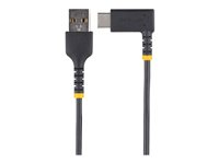 StarTech.com 1ft (30cm) USB A to C Charging Cable Right Angle, Heavy Duty Fast Charge USB-C Cable, USB 2.0 A to Type-C, Durable and Rugged Aramid Fiber, 3A, S20/iPad/Pixel - High Quality USB Charging Cord (R2ACR-30C-USB-CABLE) - USB-kabel - USB (han) lige til 24 pin USB-C (han) højrevinklet - Thunderbolt 3 / USB 2.0 - 3 A - 30 cm - sort R2ACR-30C-USB-CABLE