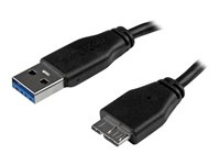 StarTech.com 15cm 6in Short Slim USB 3.0 A to Micro B Cable M/M - Mobile Charge Sync USB 3.0 Micro B Cable for Smartphones and Tablets (USB3AUB15CMS) - USB-kabel - Micro-USB Type B (han) til USB Type A (han) - USB 3.0 - 15 cm - formet - sort - for P/N: HB30A4AIB, HB30C4AIB, HB31C4AB, S251BMU313, S251BMU3FP, S251BPU313, SMS1BMU313 USB3AUB15CMS
