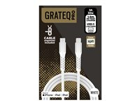 GRATEQ PRO - Lightning-kabel - 24 pin USB-C han til Lightning han - 1.5 m - hvid - USB Power Delivery (60W), flettet kabel 86040GC