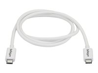 StarTech.com 3.3ft (1m) Thunderbolt 3 Cable, 20Gbps, 100W PD, 4K Video, Thunderbolt-Certified, Compatible w/ TB4/USB 3.2/DisplayPort - Thunderbolt kabel - 24 pin USB-C (han) til 24 pin USB-C (han) - USB 3.1 Gen 2 / Thunderbolt 3 / DisplayPort 1.2 - 1 m - 4K support - hvid - for P/N: CDP2HDUACP, CDP2HDUACPW TBLT3MM1MW