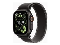 Apple Watch Ultra 3 - 49 mm - sort titanium - Ja smart ur med Trail Loop - nylonflet - sort/antracit - båndstørrelse: S/M - 64 GB - LTE, NFC, Wi-Fi 4, UWB, Bluetooth - 5G - 61.8 g MF1D4DH/A
