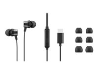 Lenovo Go - Øreproptelefoner med mik. - i øret - sort - for ThinkCentre M60q Chromebox; M70s Gen 3; M70t Gen 3; ThinkPad E14 Gen 3; P15v Gen 3 4XD1J77351