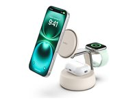 Belkin UltraCharge Pro - Trådløs opladningsstander - 3-i-1, Qi2 + AC-strømadapter - 25 Watt - Fast Charge - sand WIZ040KQSD