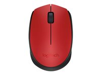 Logitech M171 - Mus - trådløs - 2.4 GHz - trådløs modtager (USB) - sort, rød 910-004641