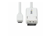 StarTech.com 6.6ft (2m) USB C to DisplayPort 1.2 Cable, Bidirectional - DisplayPort kabel - 24 pin USB-C (han) til DisplayPort (han) - Displayport 1.2/Thunderbolt - 1.9 m - aktiv, tovejs, 4K60 Hz support - hvid CDP2DP2MBW
