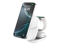 Belkin UltraCharge - Trådløs opladningsstander - 3-i-1, magnetisk, foldbar, med Qi2 + AC-strømadapter - 25 Watt - Fast Charge - hvid WIZ037KQWH