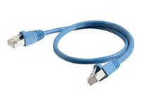 C2G Cat6a Booted Shielded (STP) Network Patch Cable - Patchkabel - RJ-45 (han) til RJ-45 (han) - 0.5 m - STP - CAT 6a - formet, knastfri, strenget - blå 89907
