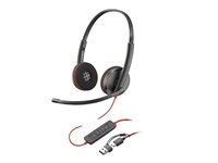 Poly Blackwire 3220 - Blackwire 3200 Series - headset - på øret - kablet - USB-C - sort - Skype Certified, Cisco Jabber Certified, Avaya Certified, UC-certificeret 8X228AA