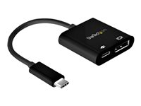 StarTech.com USB C to DisplayPort Adapter with Power Delivery, 8K 60Hz/4K 120Hz USB Type C to DP 1.4 Monitor Video Converter w/60W PD Pass-Through Charging, HBR3, Thunderbolt 3 Compatible - USB-C Male to DP Female (CDP2DP14UCPB) - USB / DisplayPort adapter - 24 pin USB-C (han) til DisplayPort, 24 pin USB-C (hun) - Thunderbolt 3 / DisplayPort 1.4 - 8K support, aktiv - sort CDP2DP14UCPB