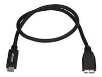 StarTech.com USB C to Micro USB Cable 0.5m - USB 3.1 Type C to Micro USB Type B Cable - Micro USB 3.1 to USB-C - Thunderbolt 3 Compatible (USB31CUB50CM) - USB-kabel - USB-C (han) til Micro-USB Type B (han) - USB 3.1 Gen 2 - 50 cm - sort - for P/N: HB31C2A1CGS, HB31C2A2CB, HB31C3A1CS, HB31C3ASDMB, HB31C4AS, PEXUSB311AC3, PEXUSB321C USB31CUB50CM
