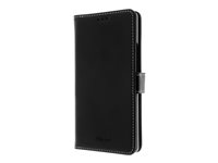 Insmat Exclusive - Flipomslag til mobiltelefon - læder, karton+papir+aluminiumsfolie, polykarbonat - sort - for Google Pixel 6a 650-3208