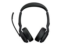 Jabra Evolve2 55 UC Stereo - Headset - på øret - Bluetooth - trådløs - aktiv støjfjerning - USB-C - sort - Zoom Certified, Cisco Webex Certified, Alcatel-Lucent Certified, Avaya Certified, Unify Certified, MFi Certified, Google Meet Certified, Amazon Chime Certified 25599-989-899