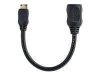 StarTech.com 5in Mini HDMI to HDMI Adapter, 4K High Speed HDMI Adapter, 4K 30Hz Ultra HD High Speed HDMI Adapter, HDMI 1.4, Gold Plated Connectors, UHD Mini HDMI Adapter 4K, Black - Mini HDMI to HDMI Converter - HDMI adapter - HDMI hun til 19 pin mini HDMI Type C han - 1.3 cm - afskærmet - sort - for P/N: HDMM30CM HDACFM5IN