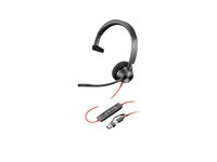 Poly Blackwire 3310 - Blackwire 3300 series - headset - på øret - kablet - USB-C - sort - UC-certificeret 8X215AA