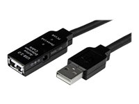 StarTech.com 25m USB 2.0 Active Extension Cable M/F - 25 meter USB A Male to USB A Female USB 2.0 Repeater / Extender Cable - Black - 80ft (USB2AAEXT25M) - USB forlængerkabel - USB (hun) til USB (han) - USB 2.0 - 25 m - aktiv - sort - for P/N: SVA5H2NEUA, UUSBOTG USB2AAEXT25M