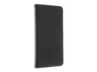 Insmat Exclusive Flip Case - Flipomslag til mobiltelefon - ægte læder, polyurethan, polykarbonat - sort - for Samsung Galaxy Xcover Pro 650-2834