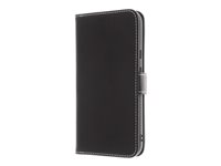 Insmat Exclusive - Flipomslag til mobiltelefon - ægte læder, karton+papir+aluminiumsfolie, polycarbonat (PC) - sort - for Google Pixel 8a 650-3276