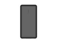Belkin BoostCharge - Powerbank - 20000 mAh - 15 Watt - 3 A - 3 output-stikforbindelser (USB-C, 2 x USB) - på kabel: USB-C - sort BPB012BTBK