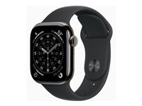 Apple Watch Series 11 (GPS + Cellular) - 42 mm - skifer titanium - smart ur med sportsbånd - fluoroelastomer - sort - båndstørrelse: S/M - 64 GB - Bluetooth, LTE, Wi-Fi 4, UWB - 5G - 34.6 g MF8R4QN/A