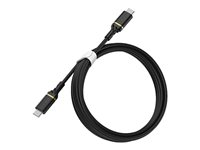 OtterBox Fast Charge Cable Standard - USB-kabel - 24 pin USB-C (han) til 24 pin USB-C (han) - USB 2.0 - 2 m - sort flimmer 78-52670