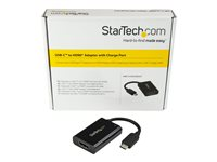 StarTech.com USB C to HDMI 2.0 Adapter with Power Delivery, 4K 60Hz USB Type-C to HDMI Display/Monitor Video Converter, 60W PD Pass-Through Charging Port, Thunderbolt 3 Compatible, Black - USB-C Display Adapter (CDP2HDUCP) - Videoadapter - 24 pin USB-C han til HDMI, USB-C (kun strøm) hun - sort - USB Power Delivery (60W), 4K60Hz (4096 x 2160) support CDP2HDUCP